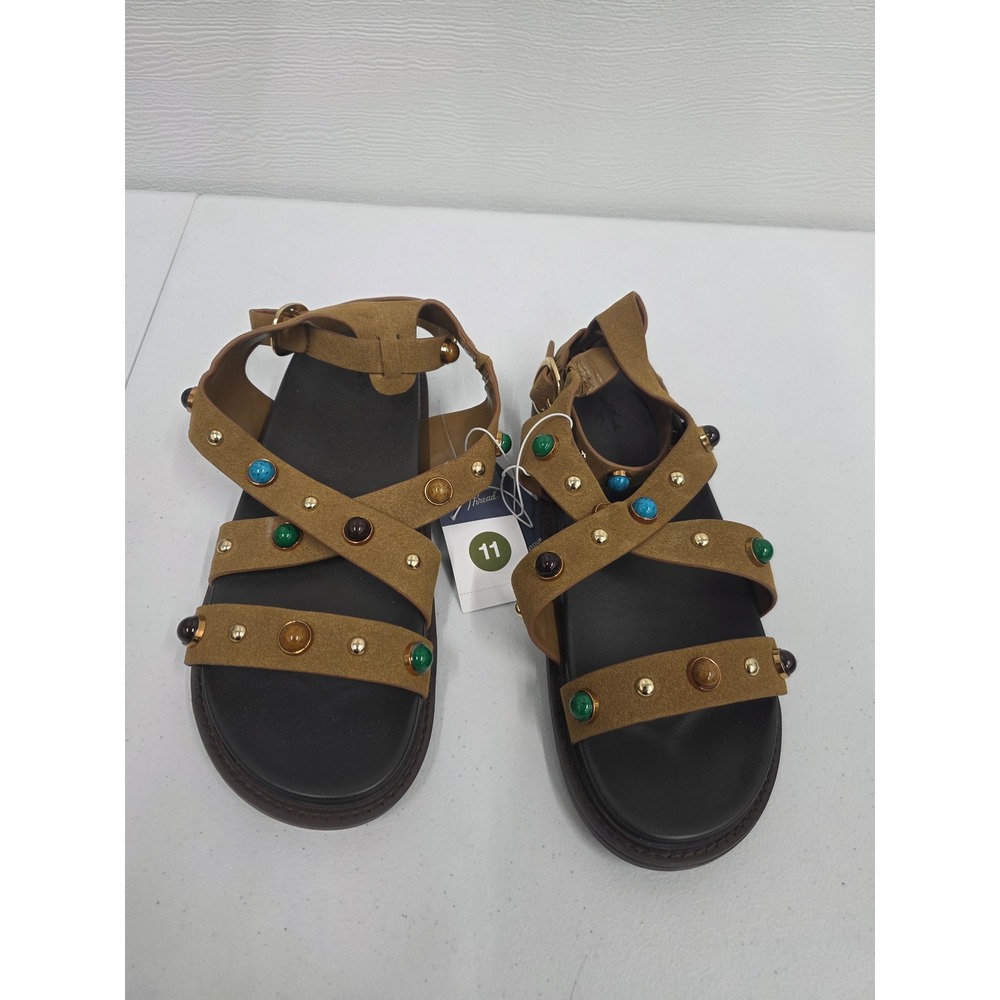 Universal Thread Womens Cognac Brown Studded Strappy Sandals Size 11 New